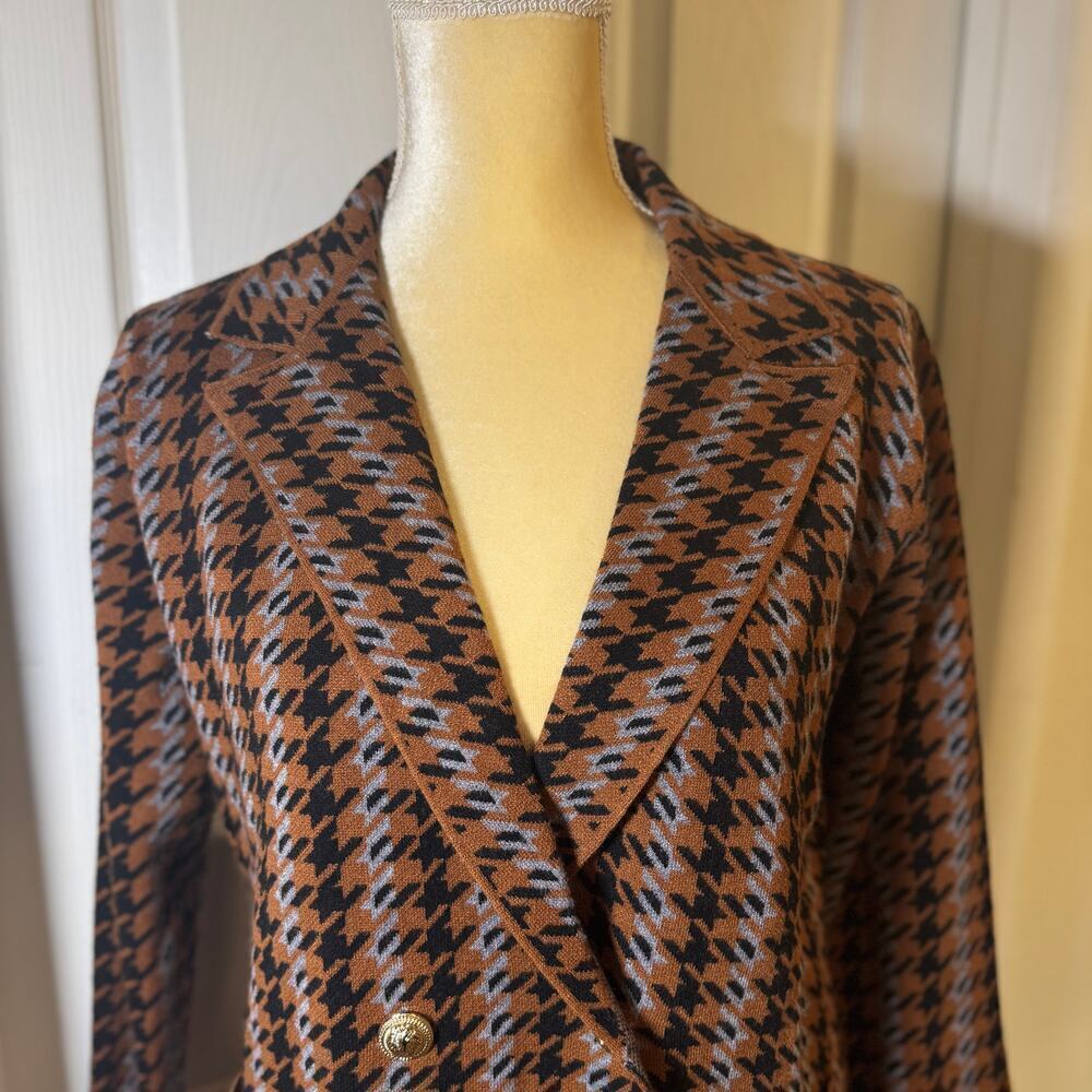 Joie Double-Breasted Houndstooth Sweater Blazer Size M - Picture 2 of 8
